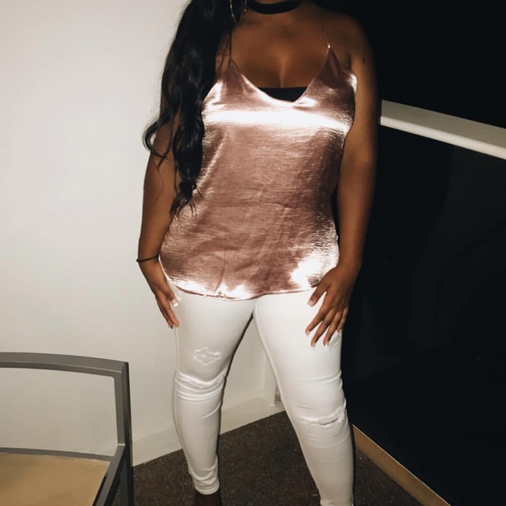 Light Pink silk V Neck Top